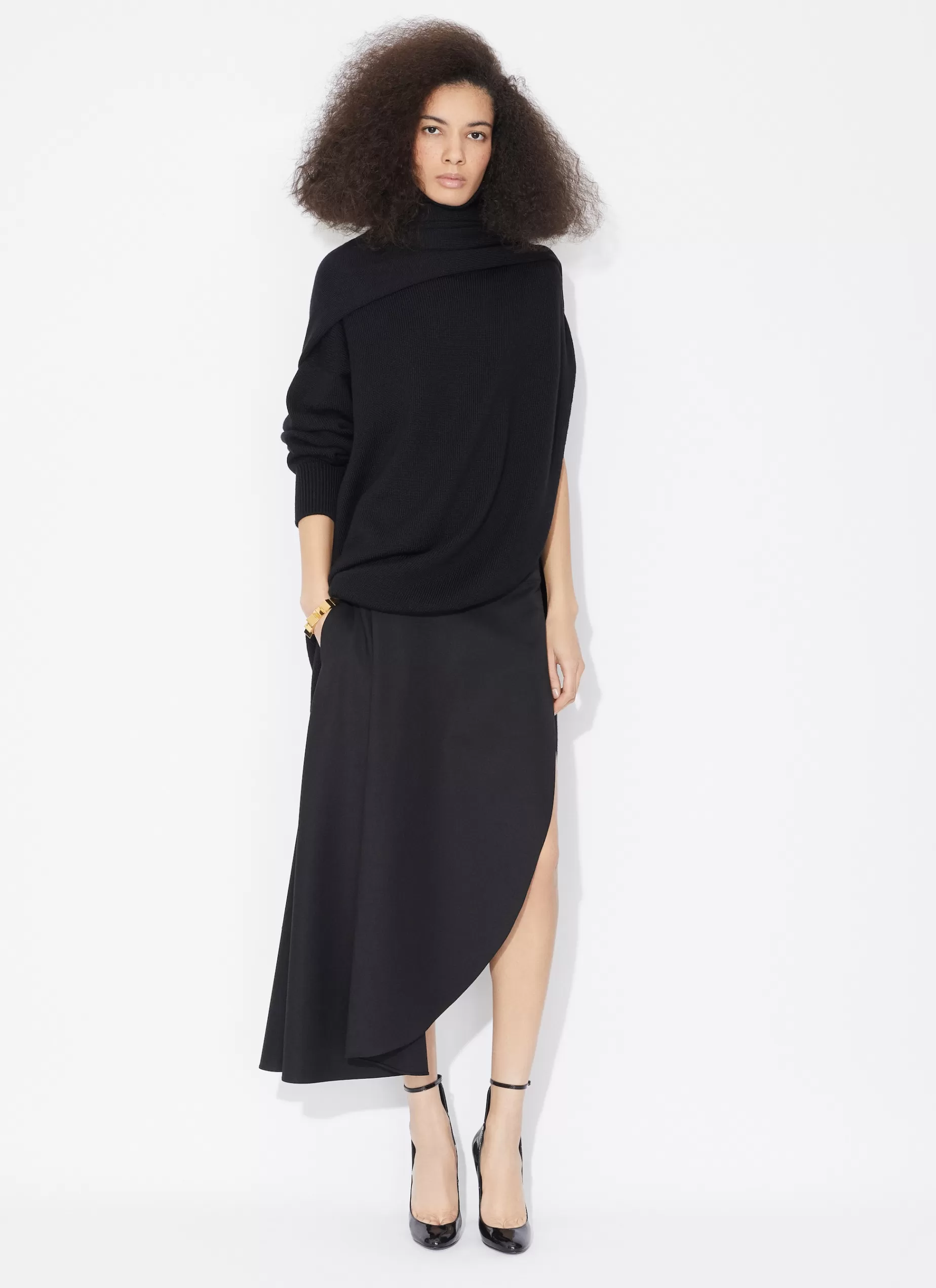 Alaïa ASYMMETRISCHER STRICKPULLOVER MIT CAPE< Strickwaren | Pullover & Cardigans