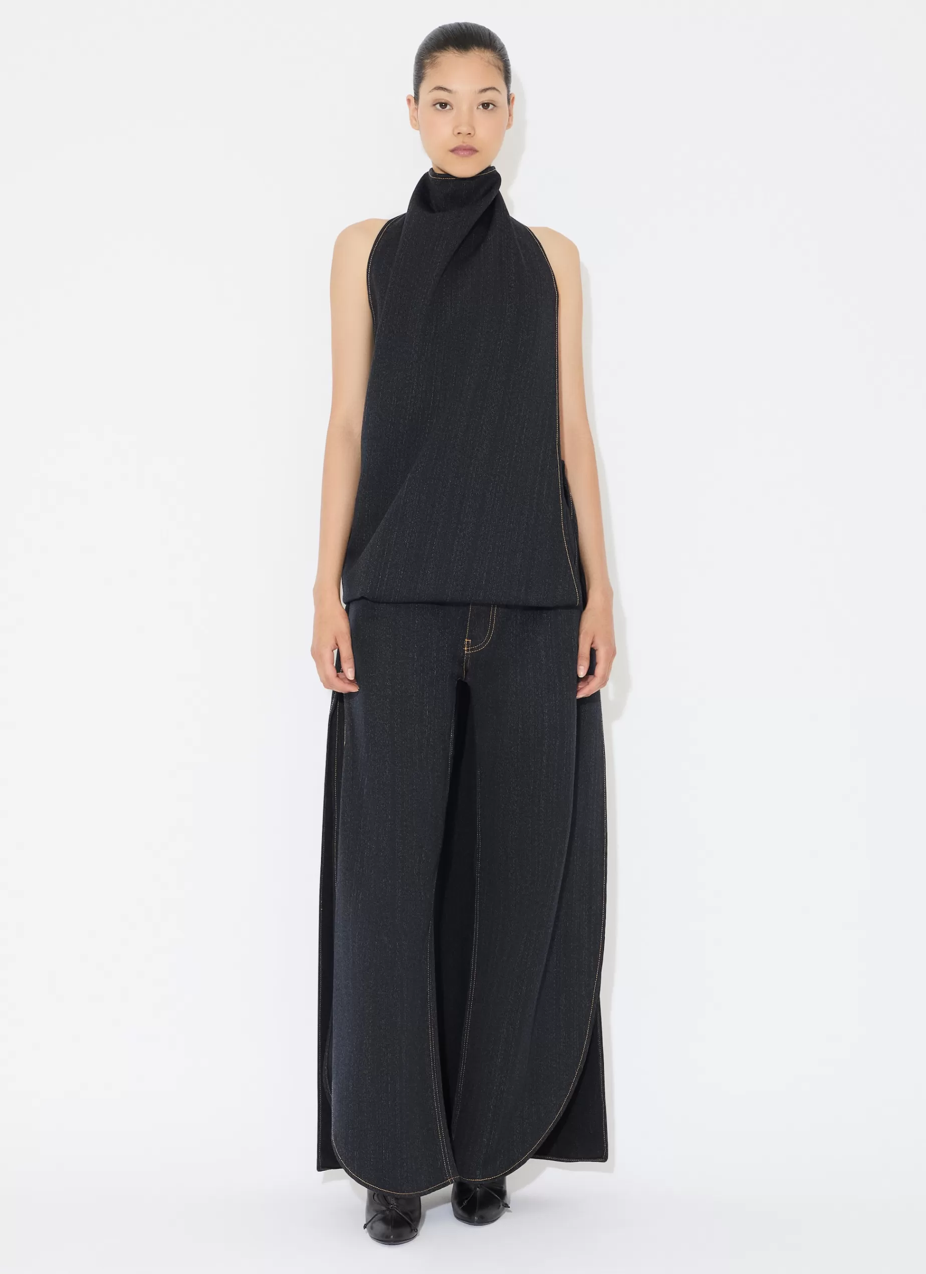 Alaïa ASYMMETRISCHES CAPE-TOP AUS DENIM< Oberteile & Hemden | Denim