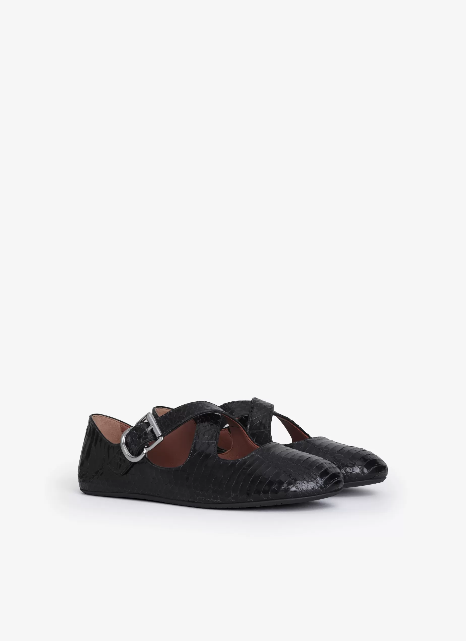 Alaïa ÜBERKREUZTE FLACHE BALLERINAS AUS ELAPHELEDER< Flache Schuhe | La Ballerine