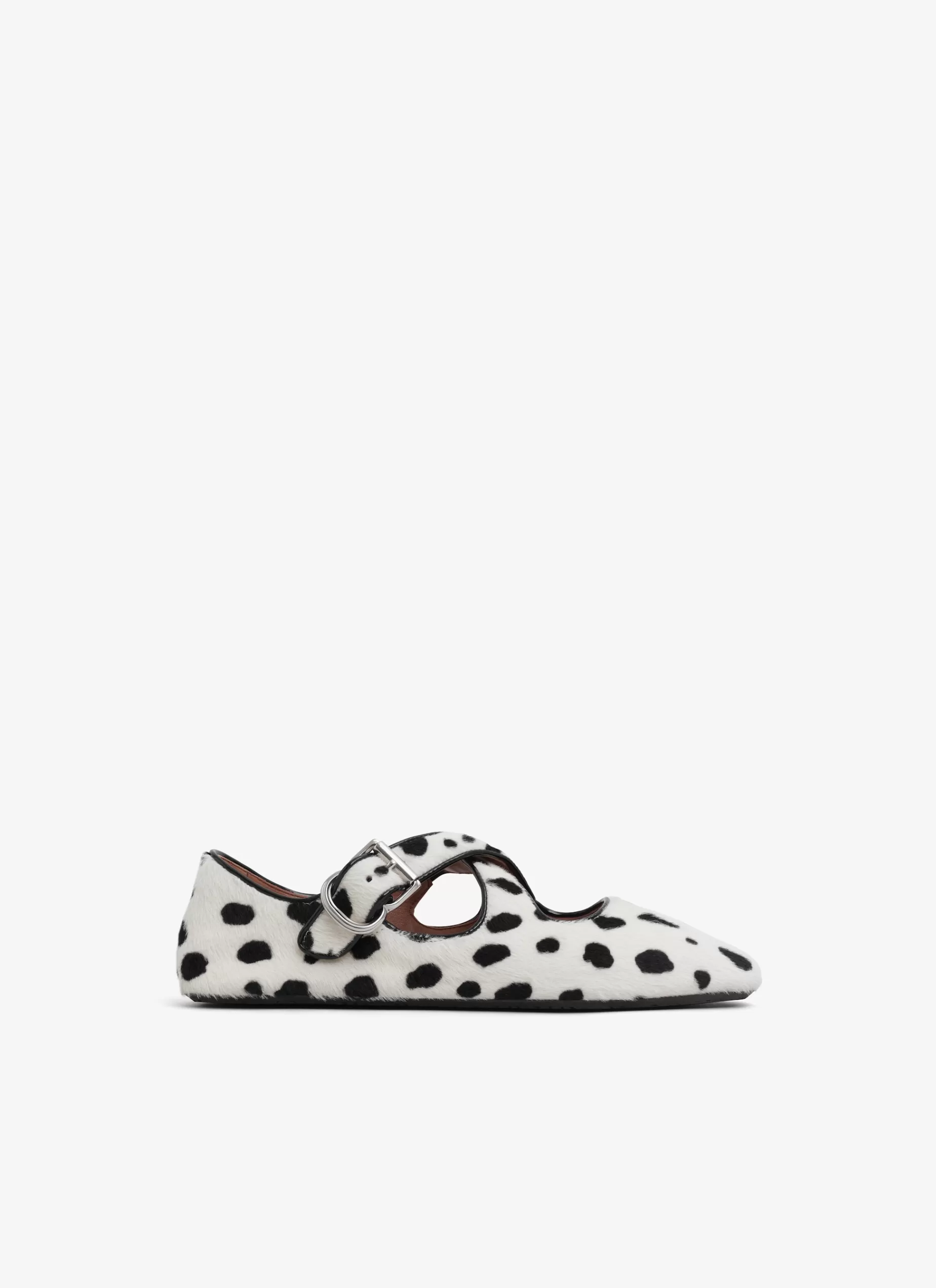 Alaïa ÜBERKREUZTE FLACHE BALLERINAS AUS GEPUNKTETEM KALBSHAAR< Flache Schuhe | La Ballerine