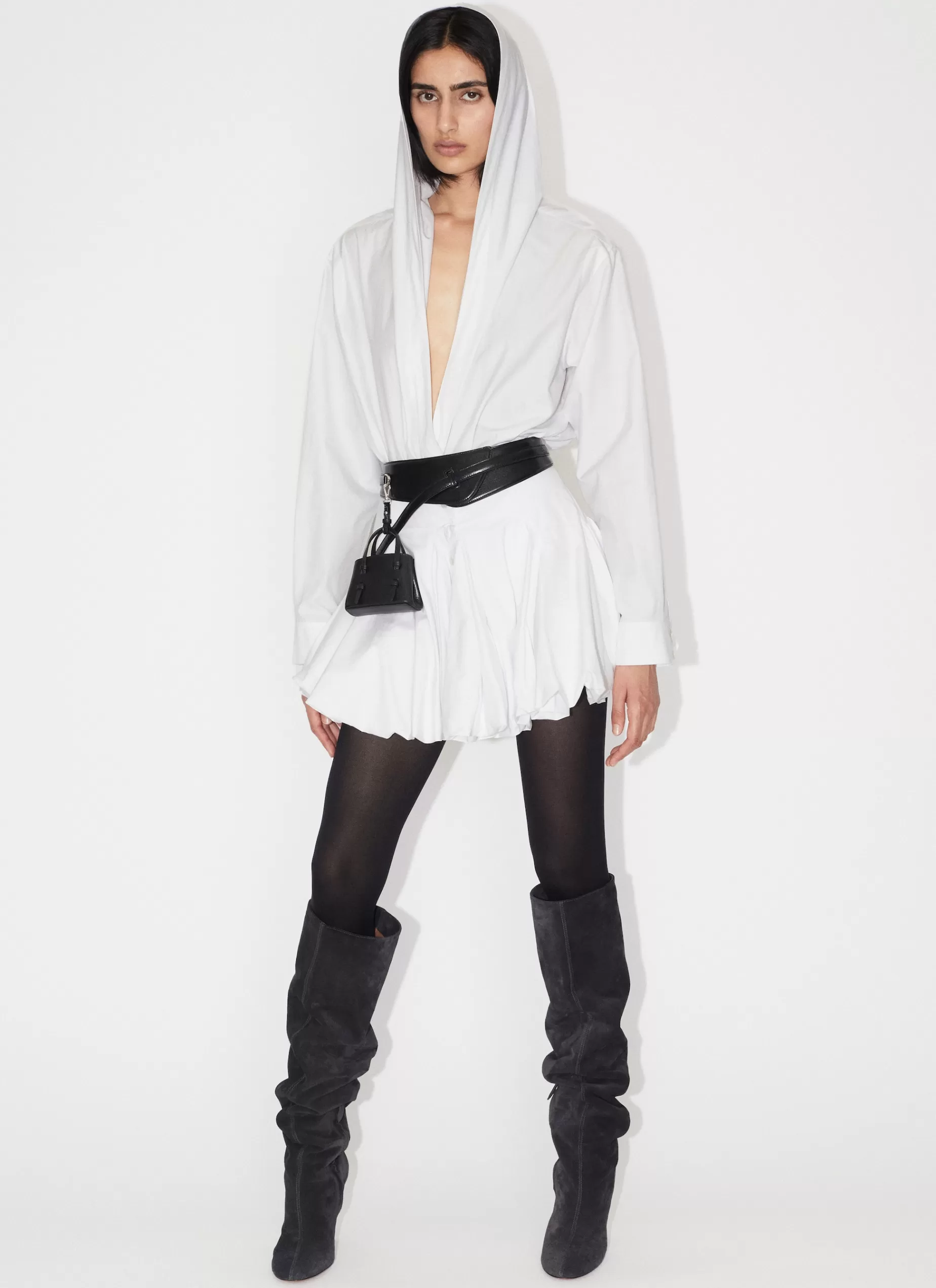 Alaïa BODY-SHIRT MIT KAPUZE AUS BAUMWOLLPOPELINE< Bodysuits & Leggings