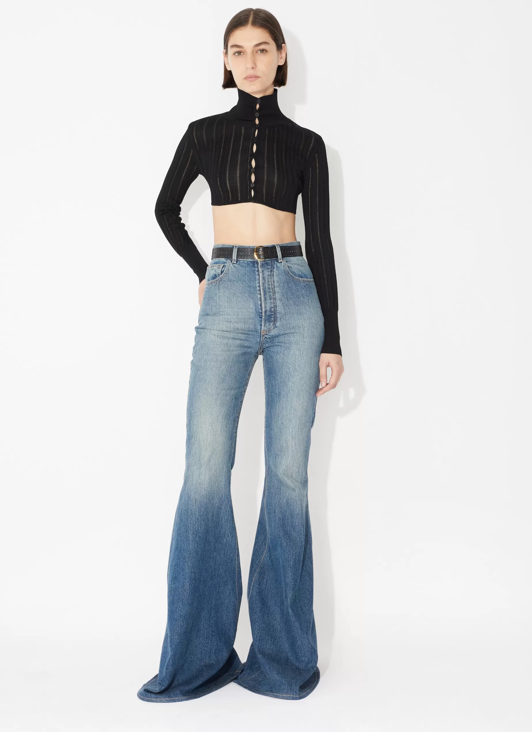 Alaïa CARDIGAN AUS GLÄNZENDEM KRINOLINE< Pullover & Cardigans