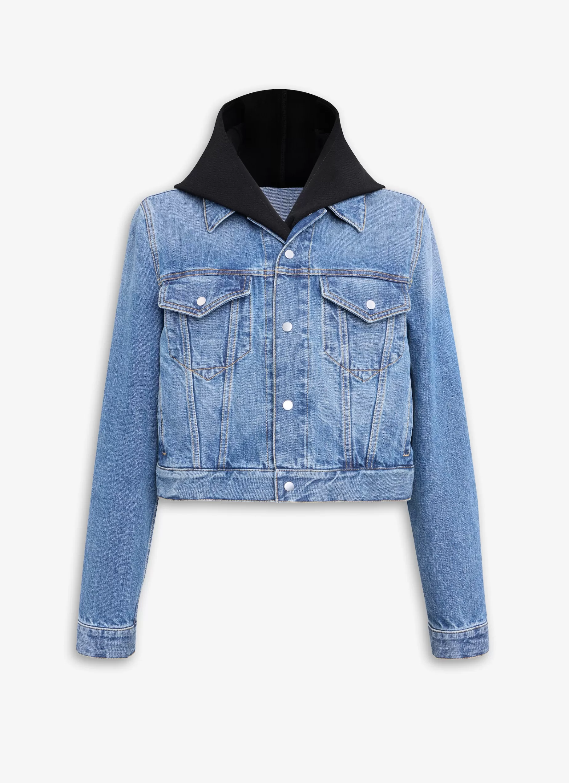Alaïa DENIMJACKE MIT GESTRICKTER KAPUZE< Denim | Mäntel & Jacken
