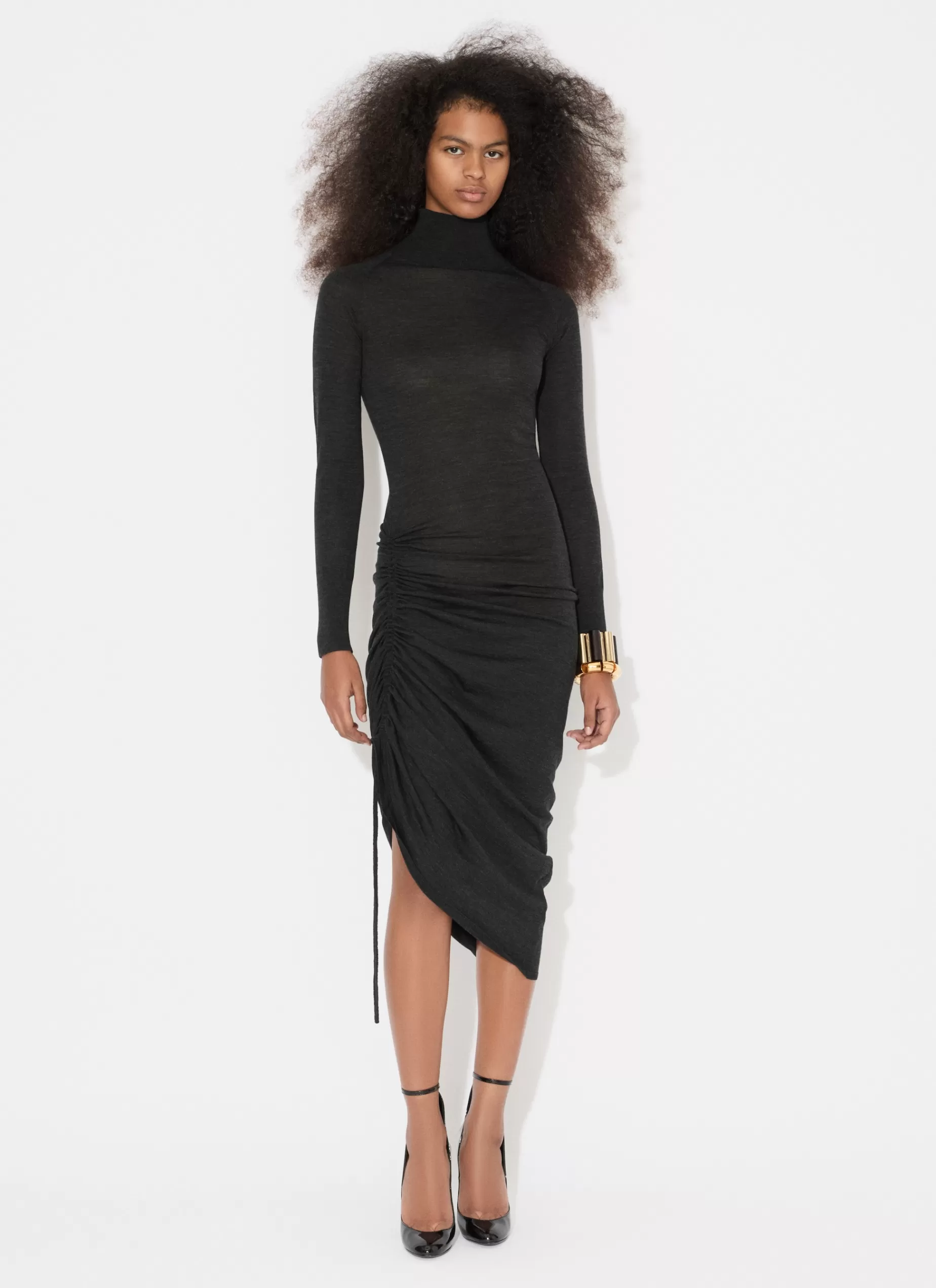 Alaïa DRAPIERTES STRICKKLEID MIT LANGEN ÄRMELN< Strickwaren | Kleider