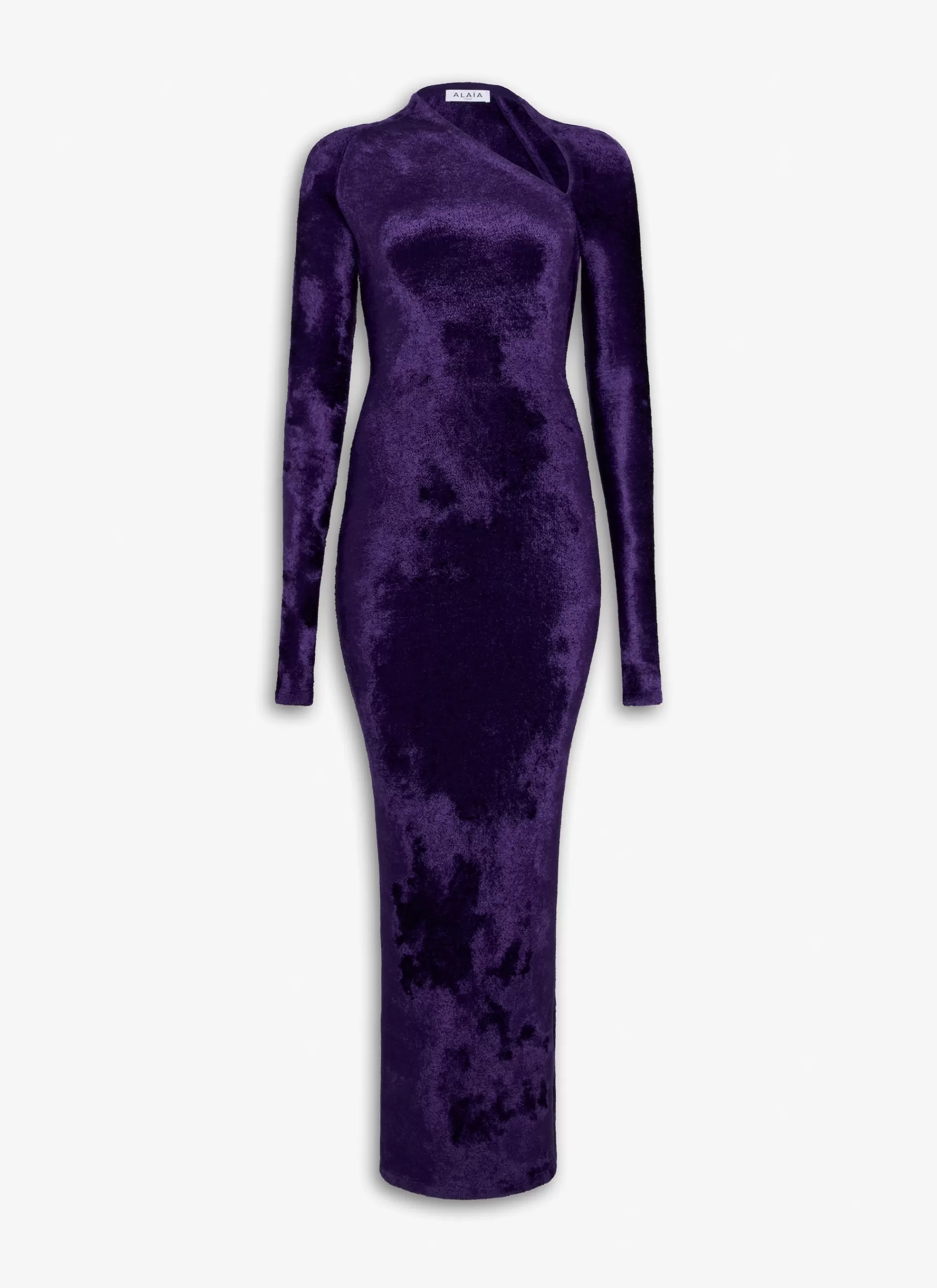 Alaïa FIGURBETONTES MAXI-KLEID AUS GLÄNZENDEM SAMT-STRICK< Strickwaren | Kleider