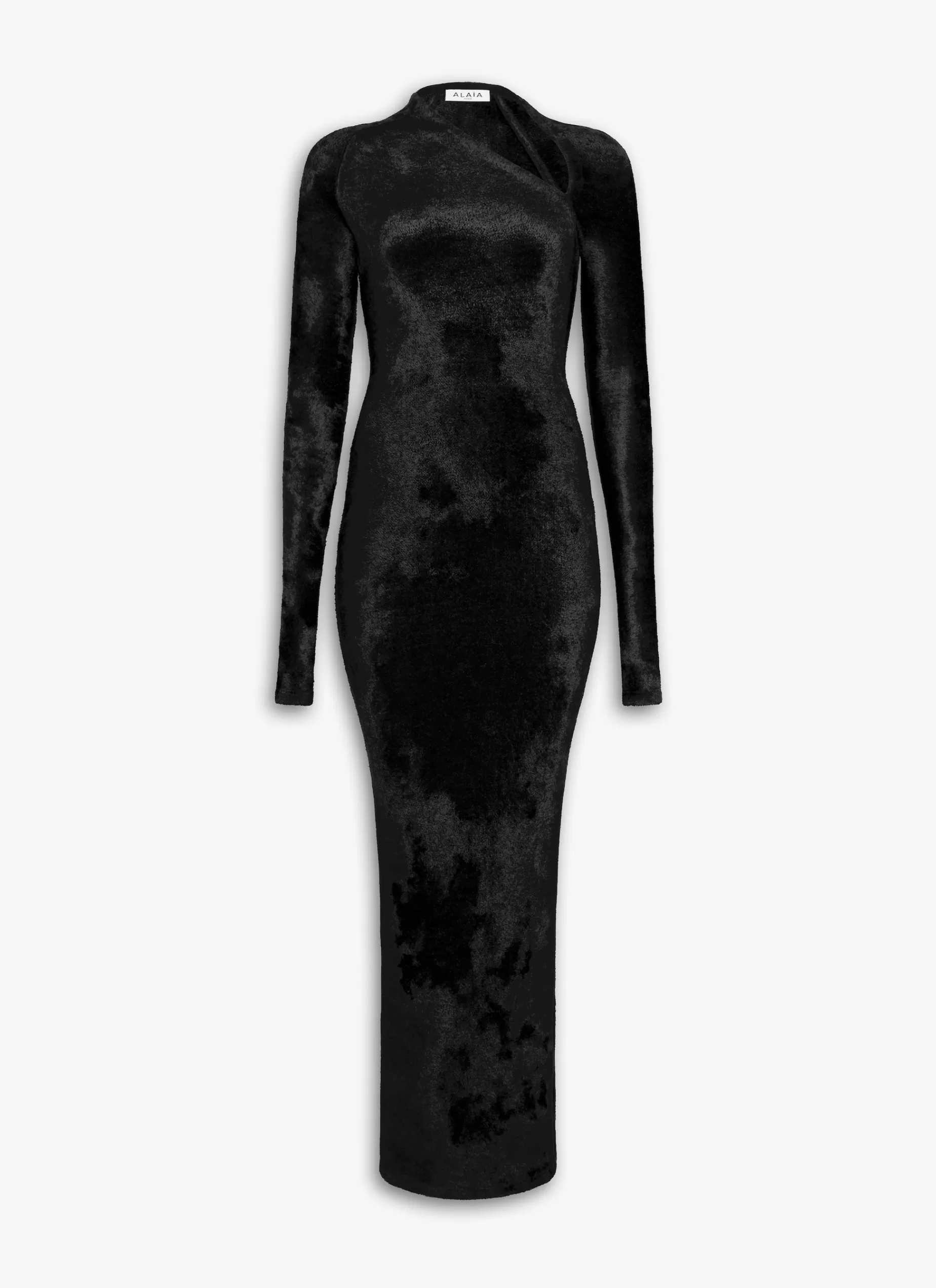 Alaïa FIGURBETONTES MAXI-KLEID AUS GLÄNZENDEM SAMT-STRICK< Strickwaren | Kleider