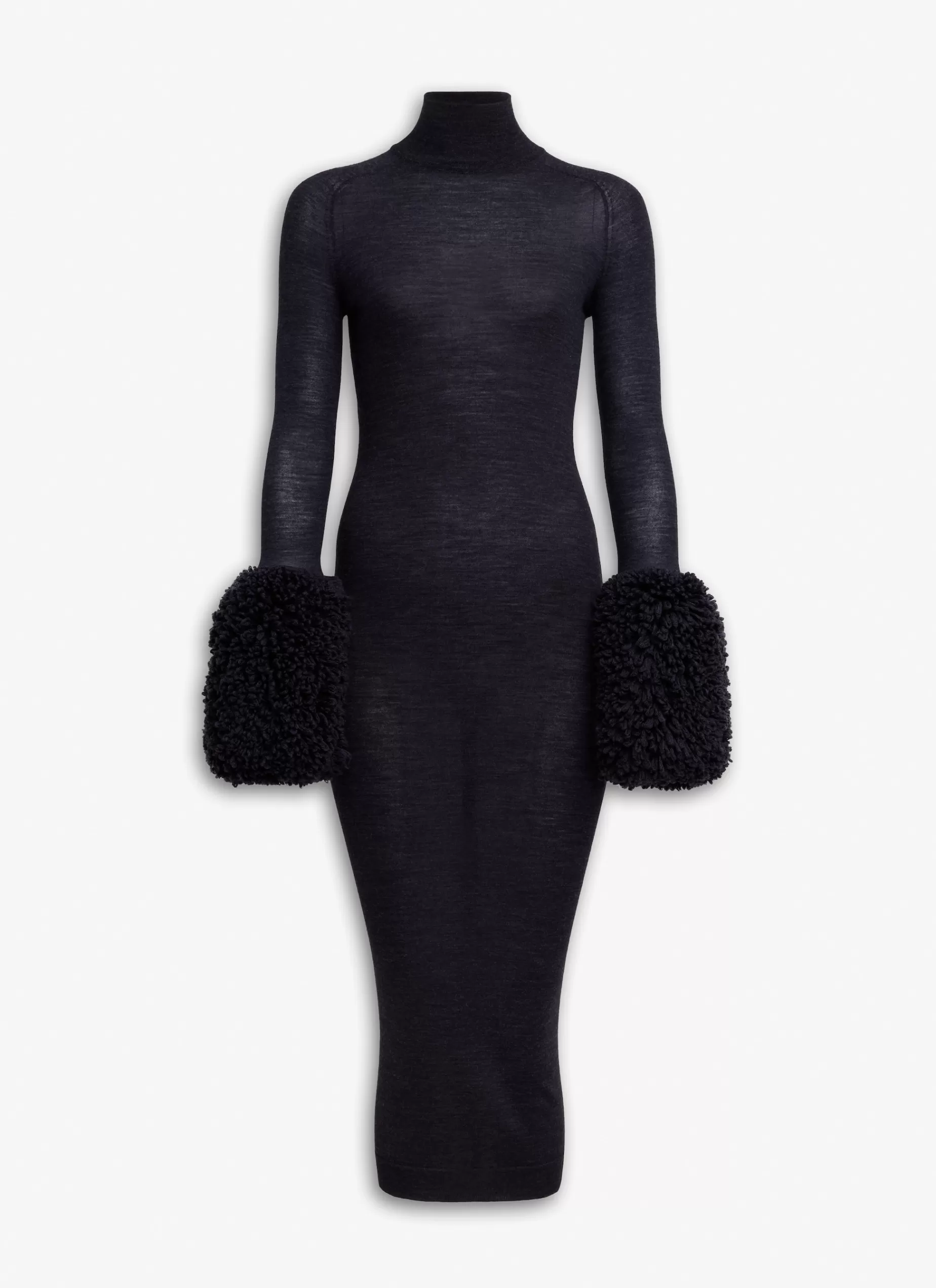 Alaïa FIGURBETONTES STRICKKLEID MIT POMPON-MANSCHETTEN< Strickwaren | Kleider