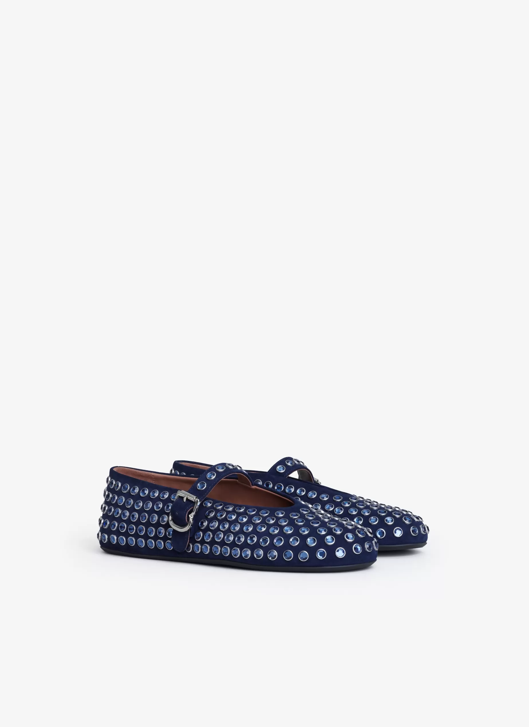 Alaïa FLACHE BALLERINAS AUS VERLOURSLEDER MIT STRASS< Flache Schuhe | La Ballerine