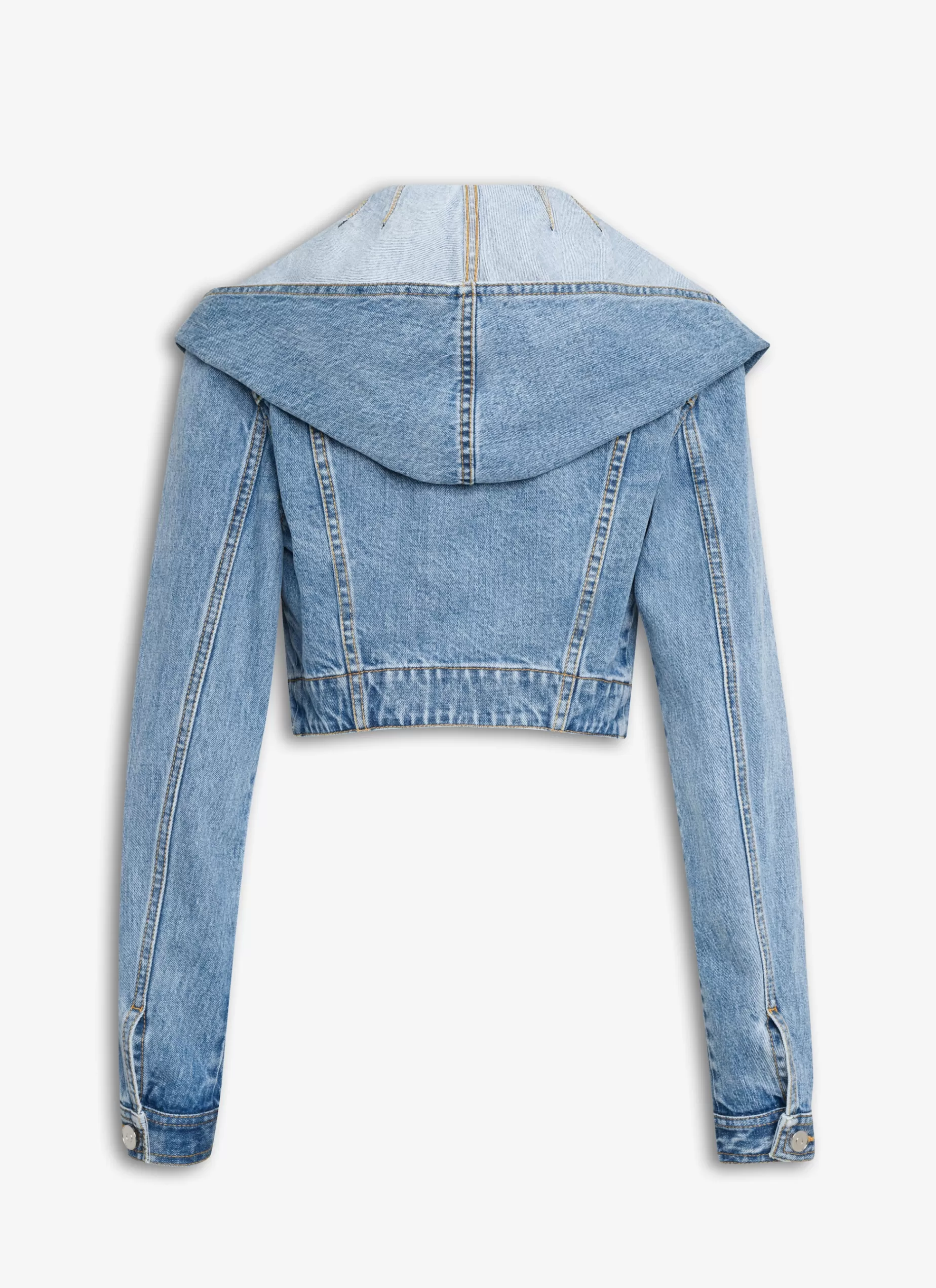 Alaïa KURZ GESCHNITTENE JACKE MIT KAPUZE AUS SKY-DENIM< Denim | Mäntel & Jacken