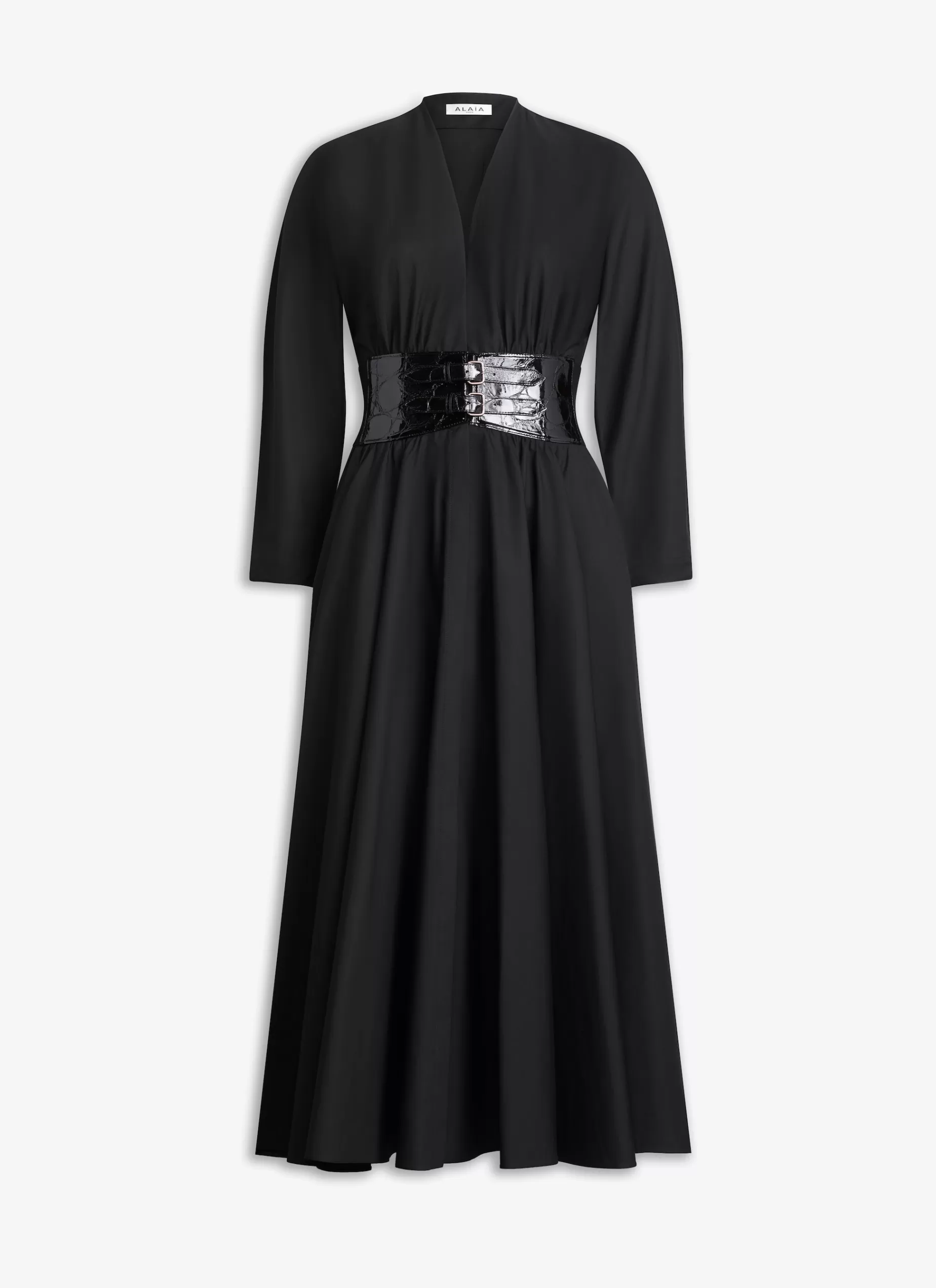 Alaïa POPELINE-KLEID MIT ÜBERKREUZTEM GÜRTEL< Kleider