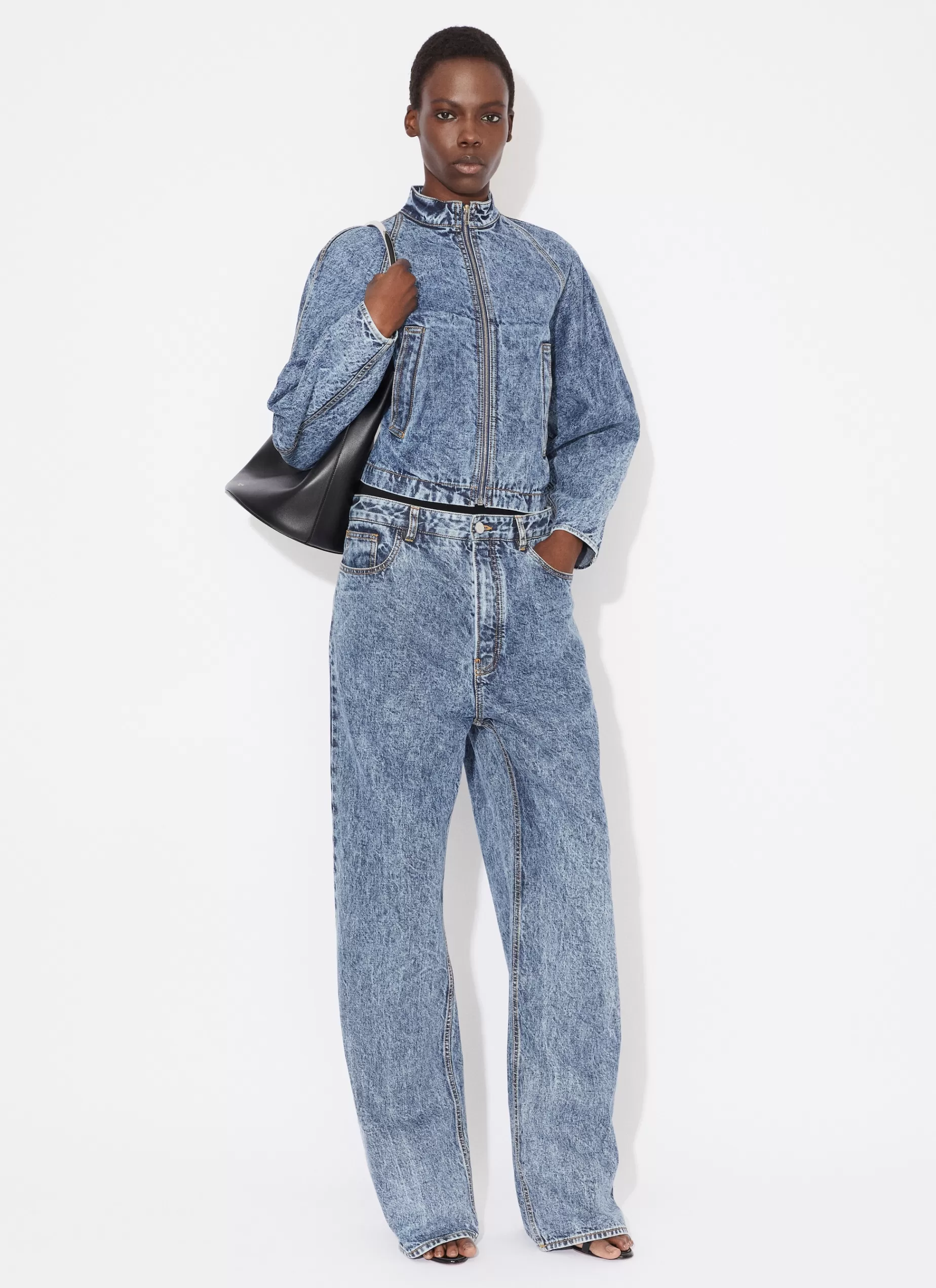 Alaïa RUNDE RENNJACKE AUS SNOW-DENIM< Denim | Mäntel & Jacken