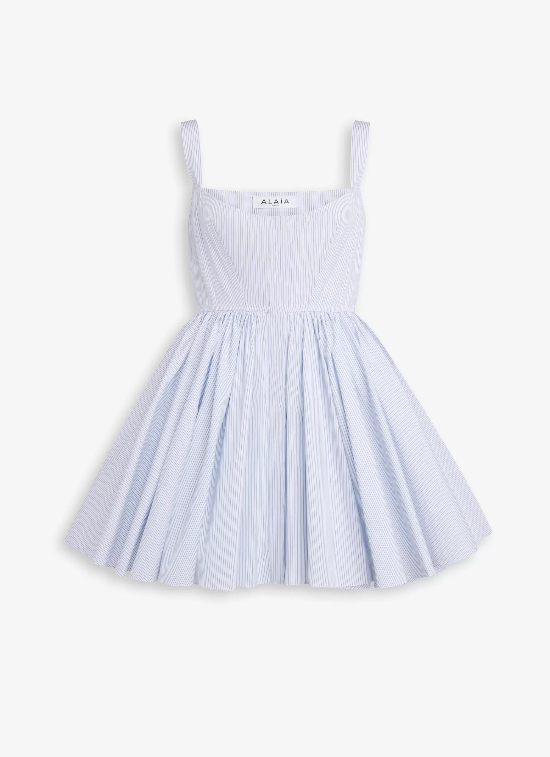 Alaïa SKATER-KLEID AUS GESTREIFTER BAUMWOLLPOPELINE< Kleider