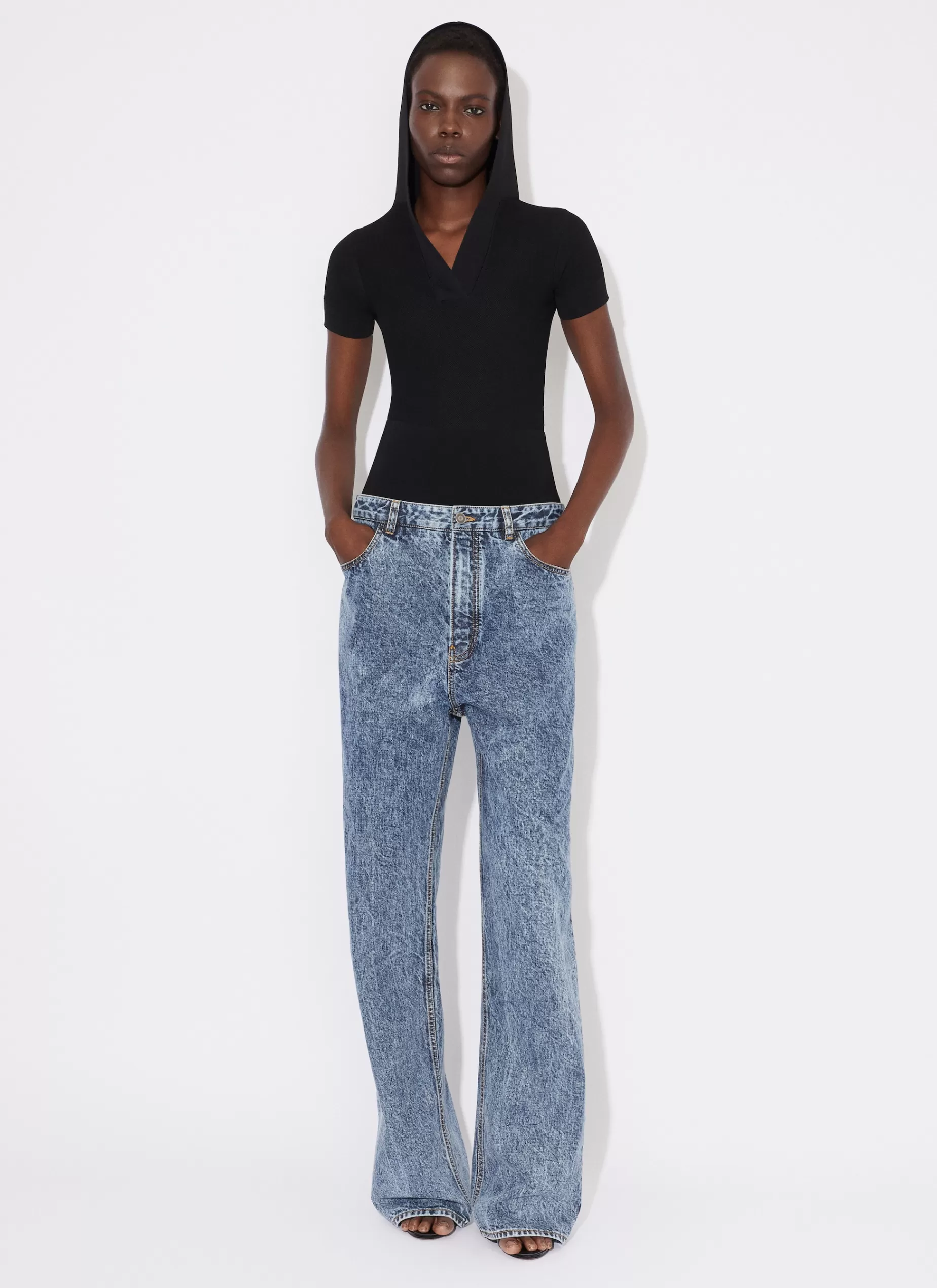 Alaïa TOP MIT KAPUZE AUS PIQUÉ-STRICK< Strickwaren | Oberteile & Hemden
